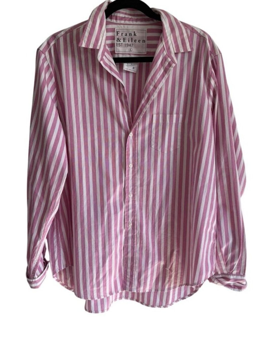 Frank & Eileen "Eileen" Italian Superluxe Cotton Pink and White Striped Shirt, S